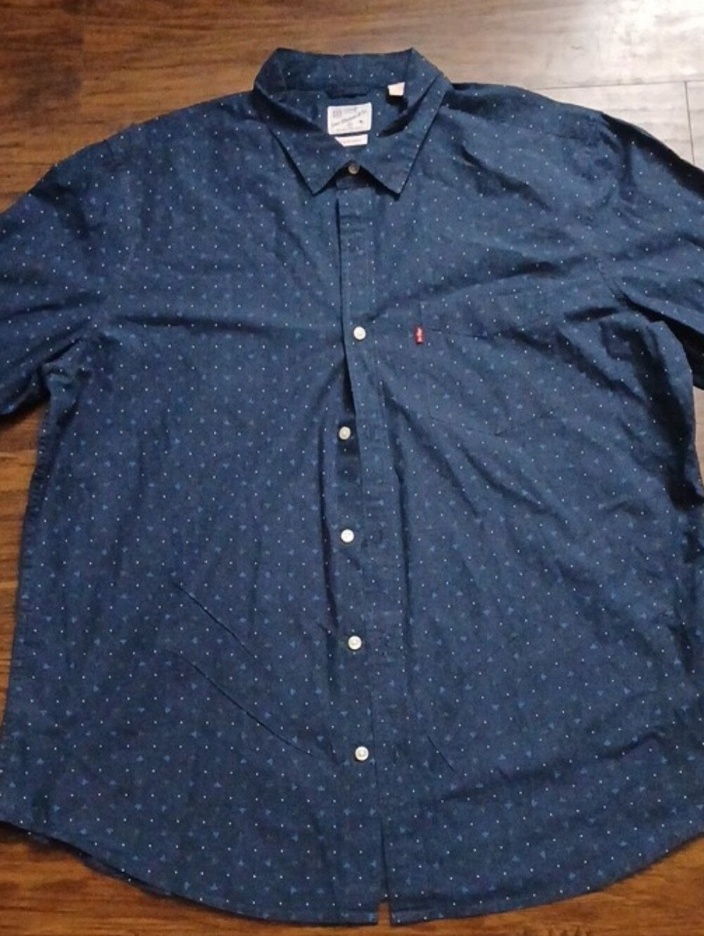 Levi's Men's Dark Blue Micro Dot Button-Down Shirt XL